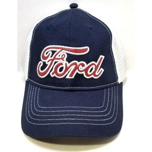 Realtree APG Dark Blue Trucker Hat Cap Red-White FORD & White Mesh NOS NEW (J3)